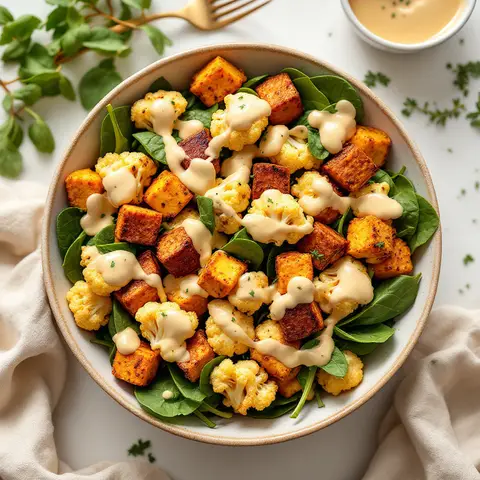 Salade de Chou-Fleur Rôti au Tempeh et Sauce Tahini