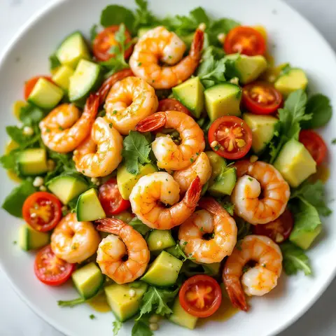 Salade de crevettes grillées au citron et à l'avocat