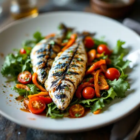 Salade de Sardines Grillées et Poivrons Rôtis