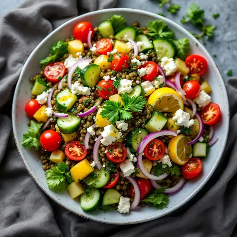 Salade Grecque aux Lentilles et Feta
