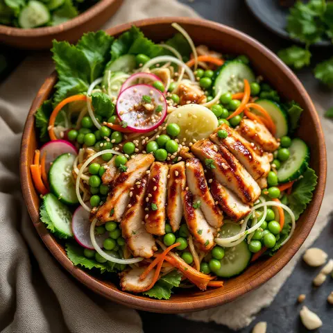 Salade Japonaise au Poulet Teriyaki et Edamame