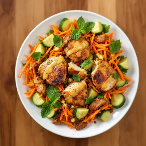 Salade Marocaine au Poulet Épicé et Carottes Râpées