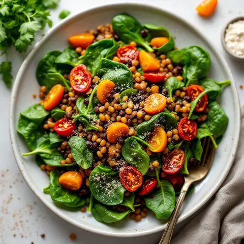 Salade Marocaine aux Lentilles et Épinards à l'Huile d'Argan