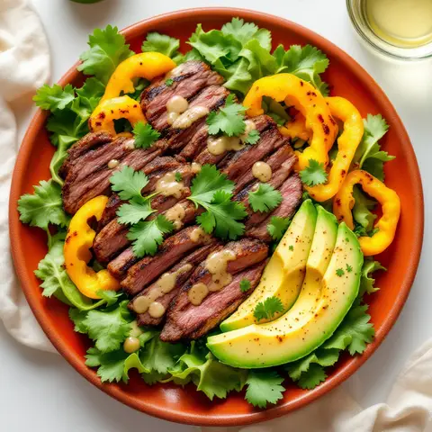 Salade mexicaine de bœuf au poivron et avocat