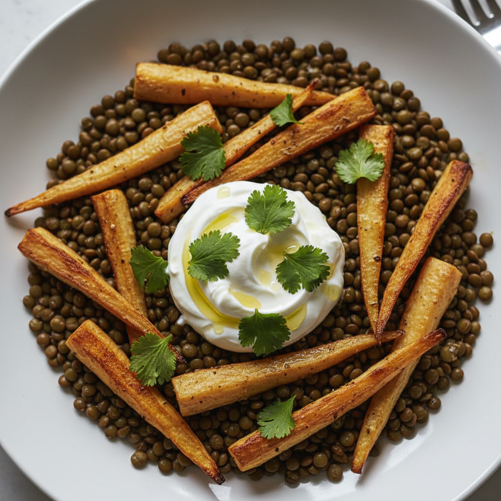 Salade panais rôti & lentilles vertes coriandre cumin