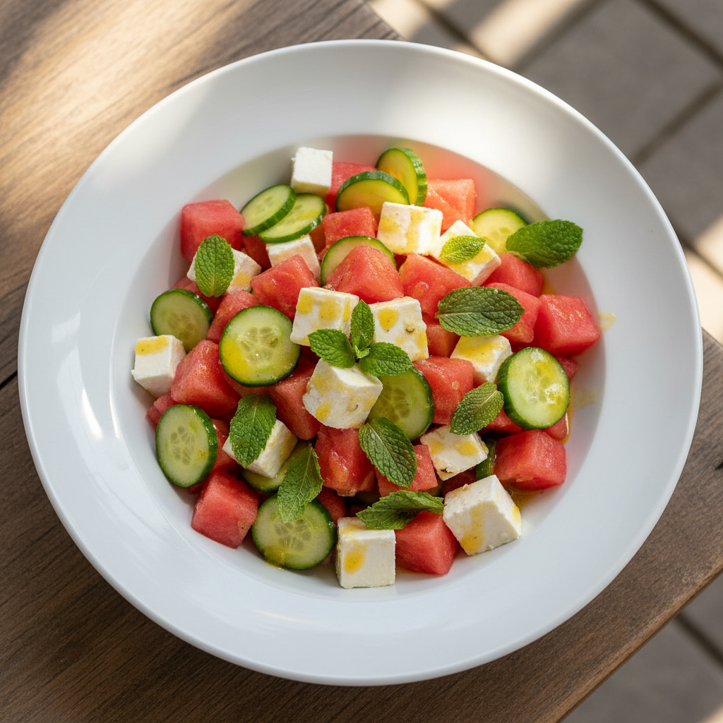 Salade pastèque & feta à la menthe