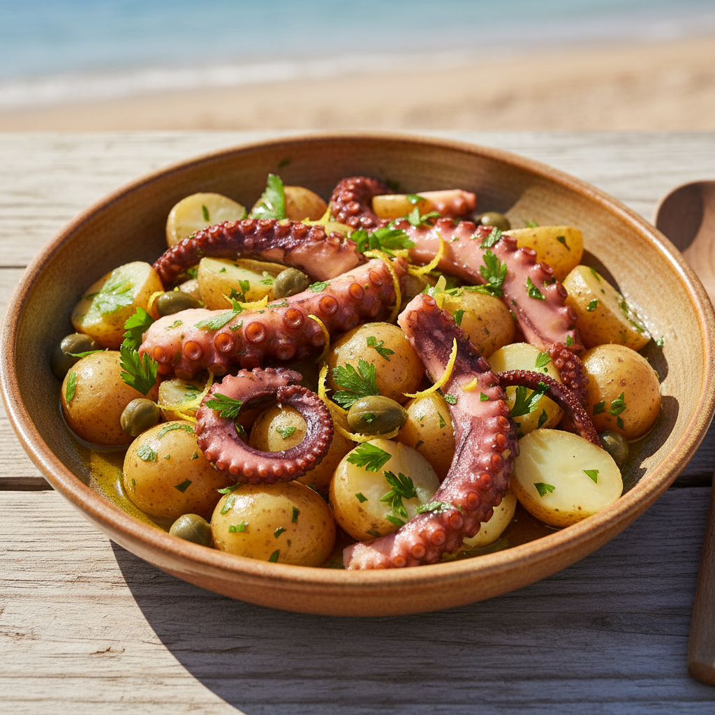 Salade poulpe & pomme de terre persil citron