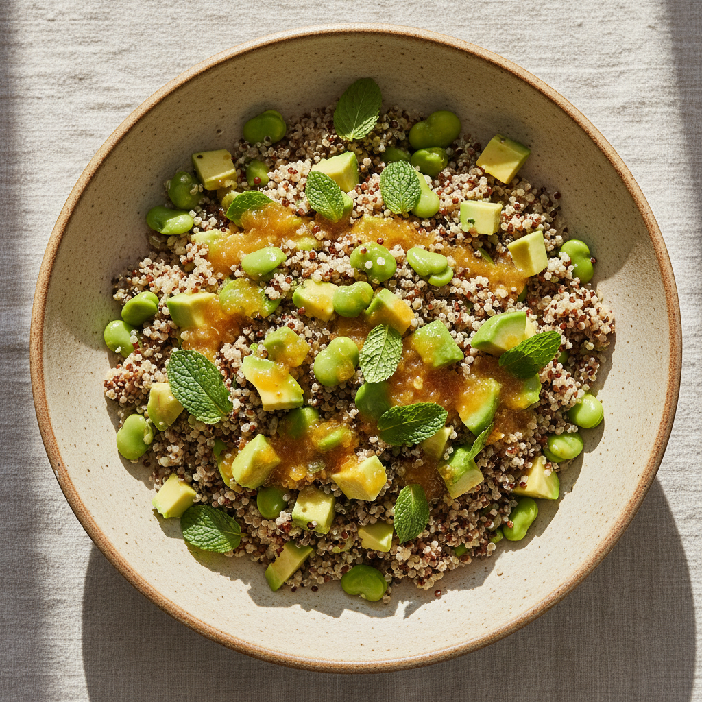 Salade quinoa & fèves à l'avocat citron vert