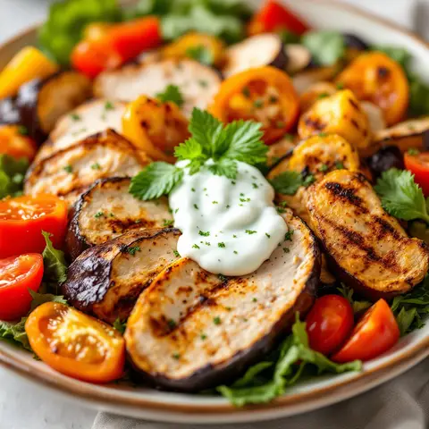 Salade Turque au Poulet et Légumes Grillé