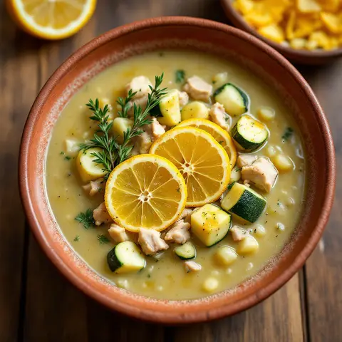 Soupe de dinde au fenouil et citron confit