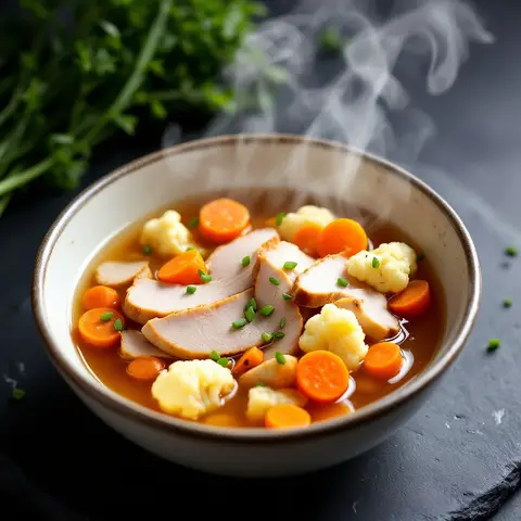 Soupe de dinde au gingembre et chou-fleur