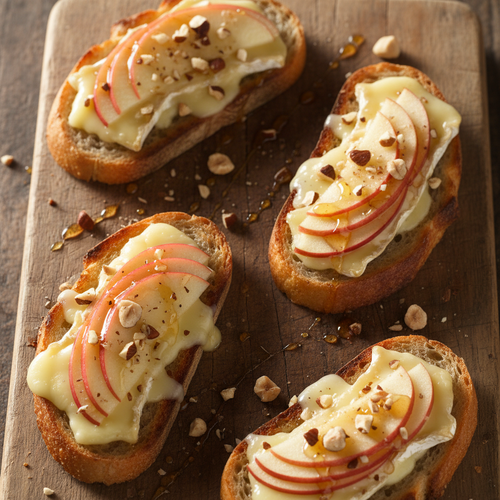 Tartine brie fondu & pomme miel noisette