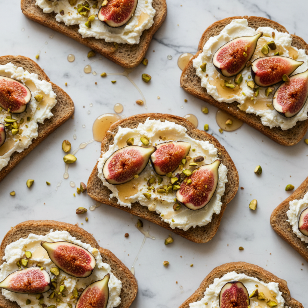Tartine ricotta & figue miel pistache