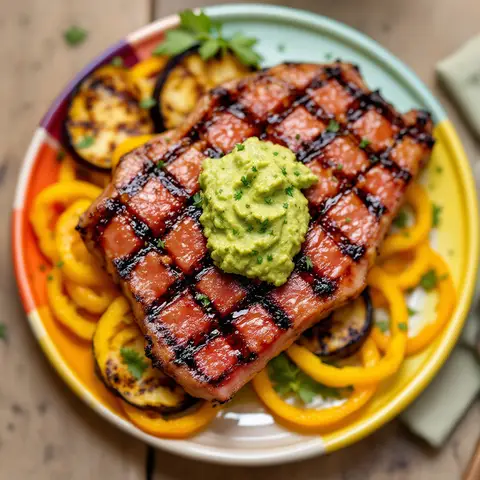 Thon grillé aux poivrons et aubergines façon mexicaine