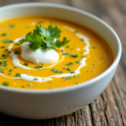 Velouté de poulet au curry et lait de coco