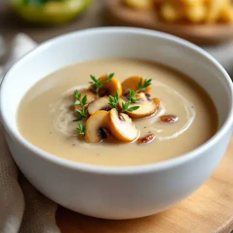 Velouté de poulet aux champignons et thym