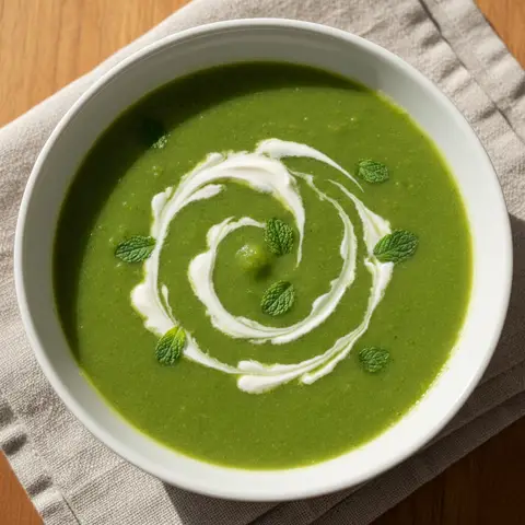 Velouté petit pois & aillet à la crème