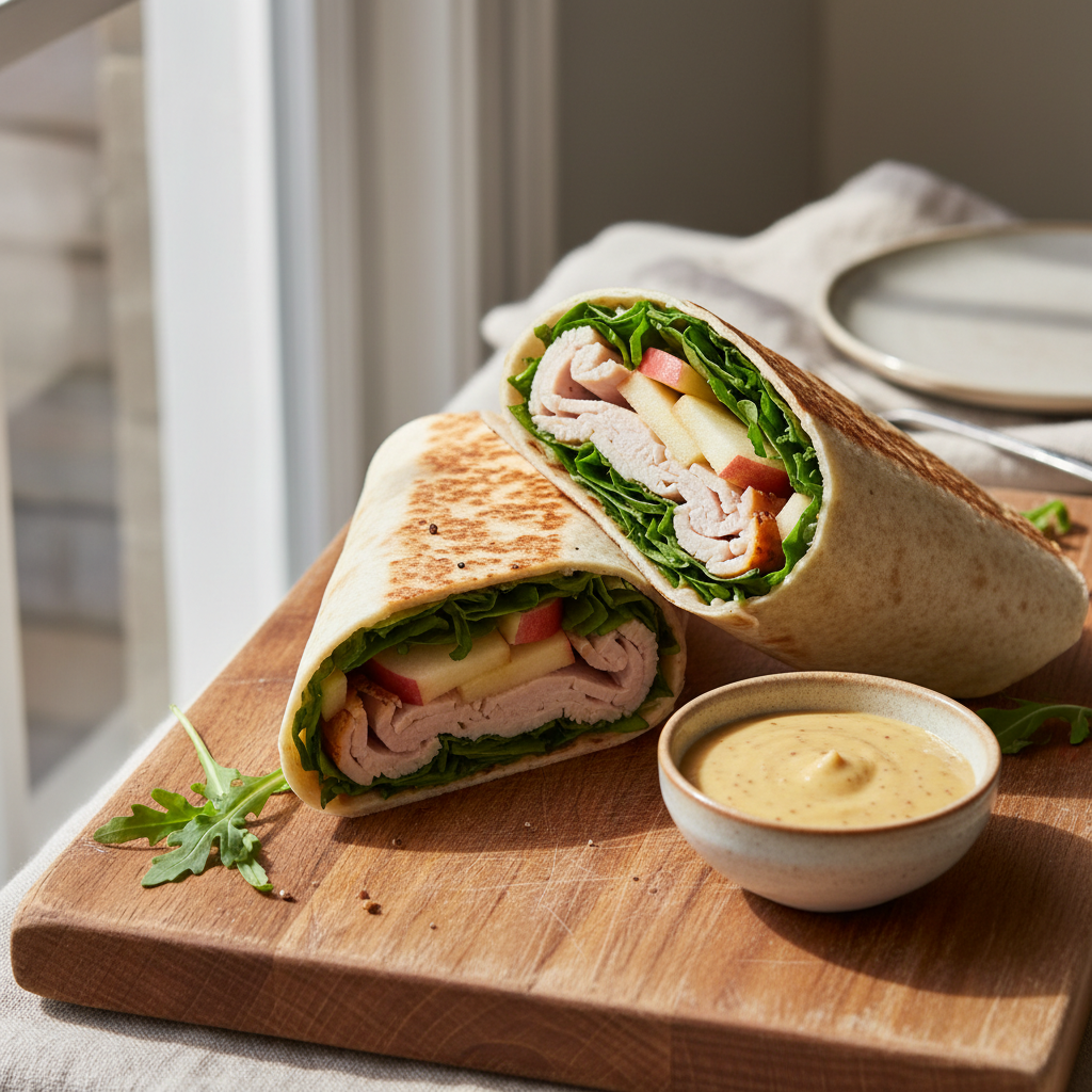 Wrap dinde & pomme à la roquette moutarde miel