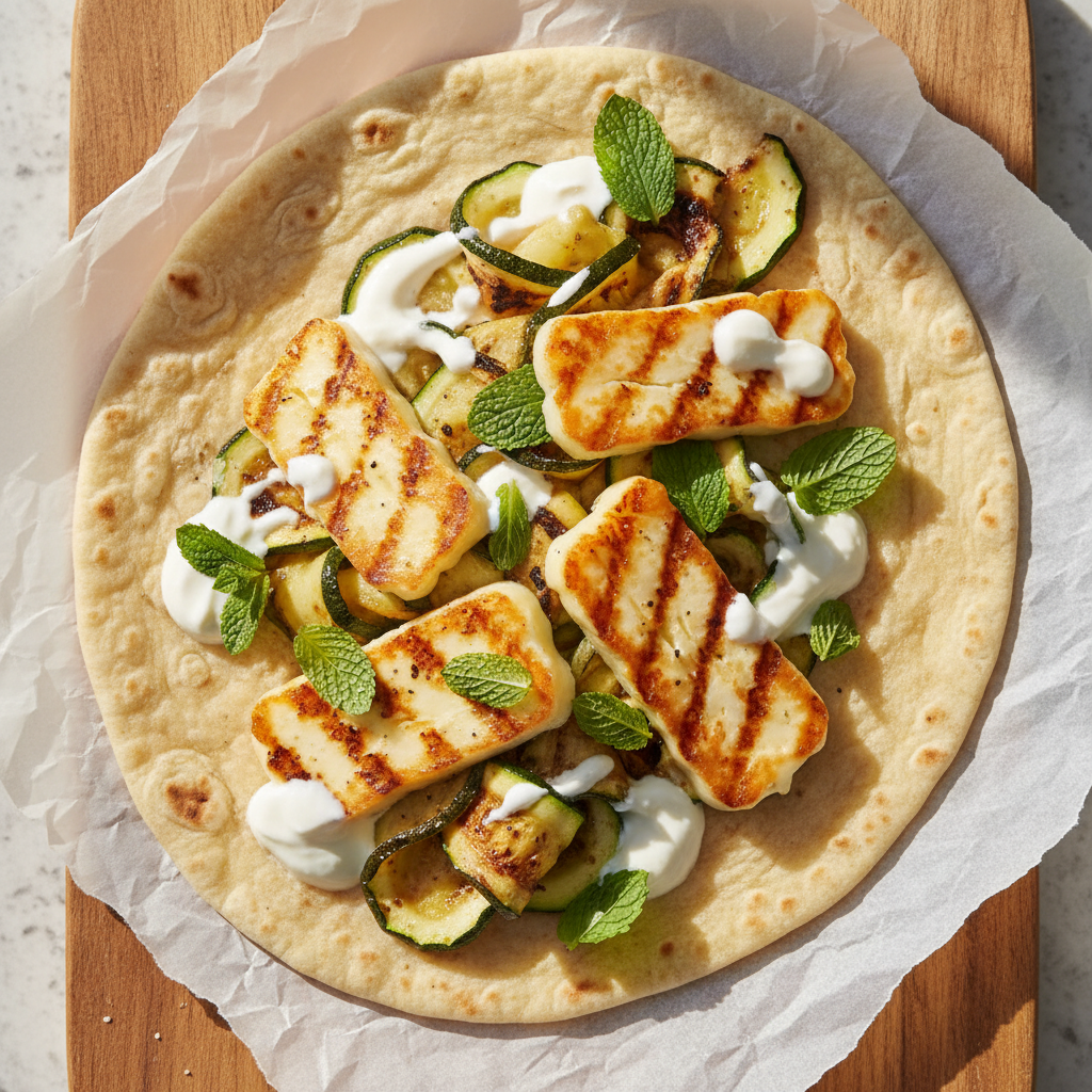 Wrap halloumi grillé & courgette à la menthe