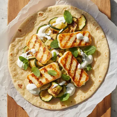 Wrap halloumi grillé & courgette à la menthe