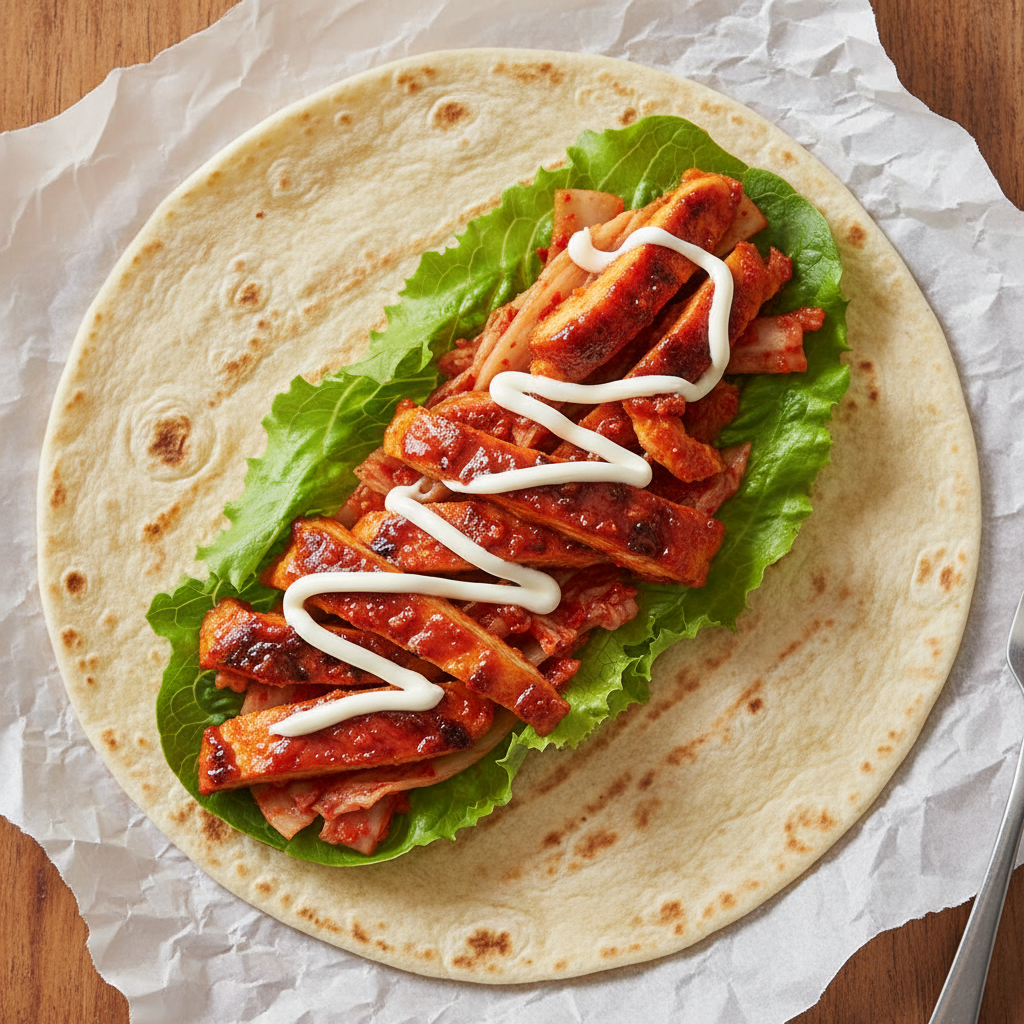Wrap poulet gochujang & kimchi à la laitue